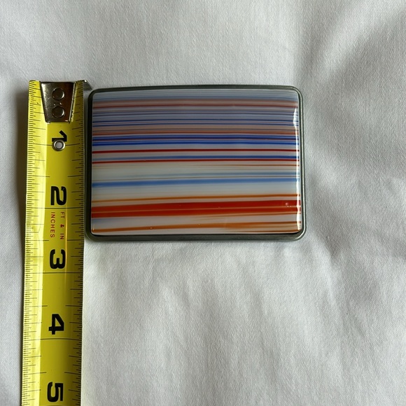 Buckle Rage Anja’s Design Glass Art Belt Buckle, 2 1/2 X 3 1/2. - Picture 3 of 4